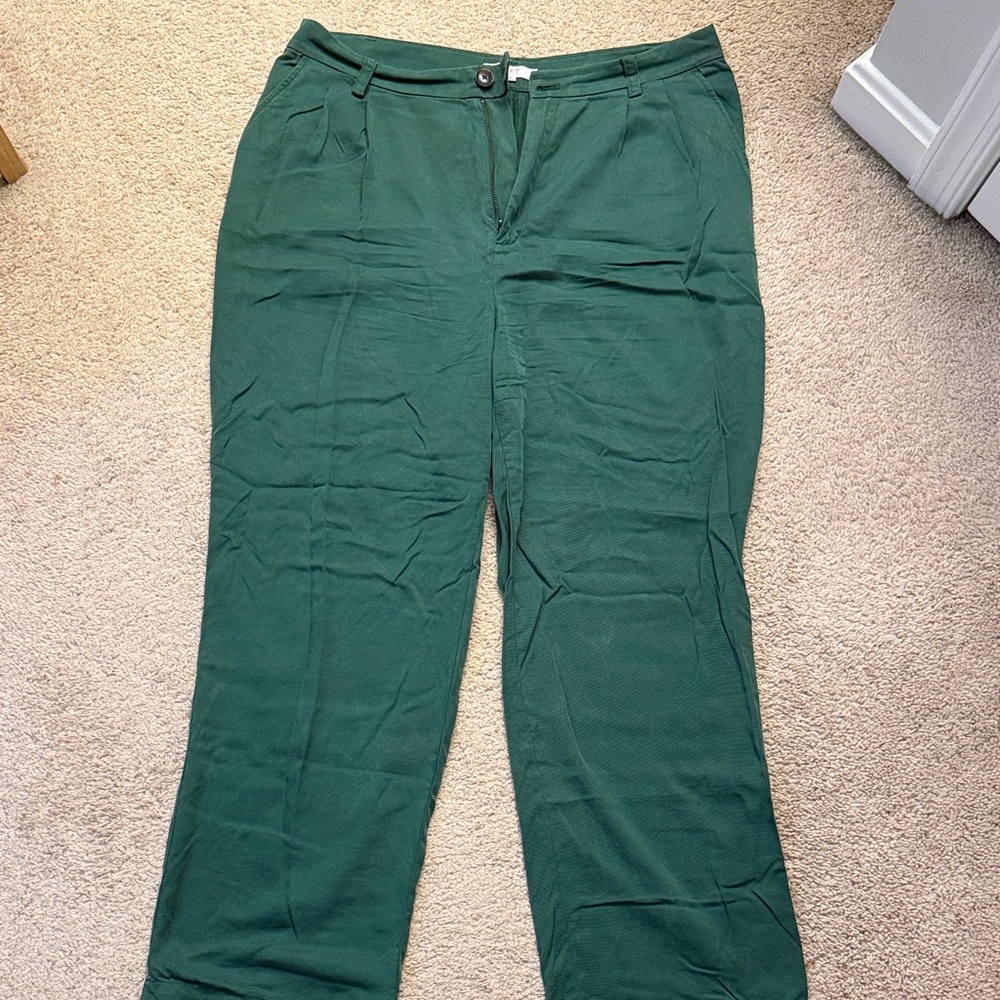 LOFT Green Wide Leg Trousers